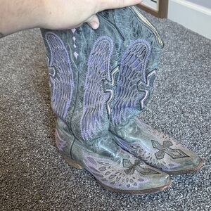 Gray and Purple Embroidered corral women’s boots